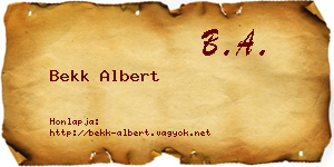Bekk Albert névjegykártya